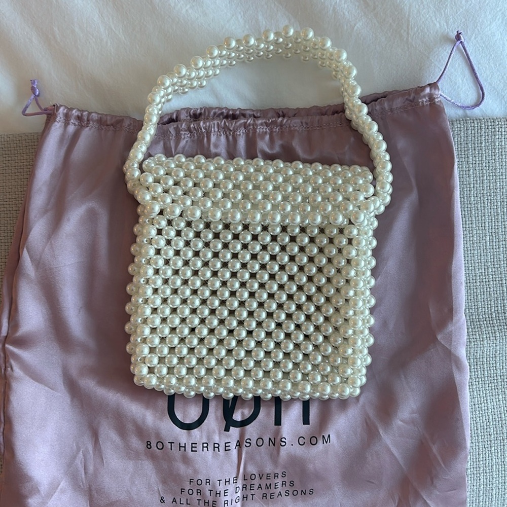 White pearl bridal clutch